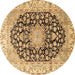 Round Machine Washable Persian Brown Traditional Rug, wshtr3907brn