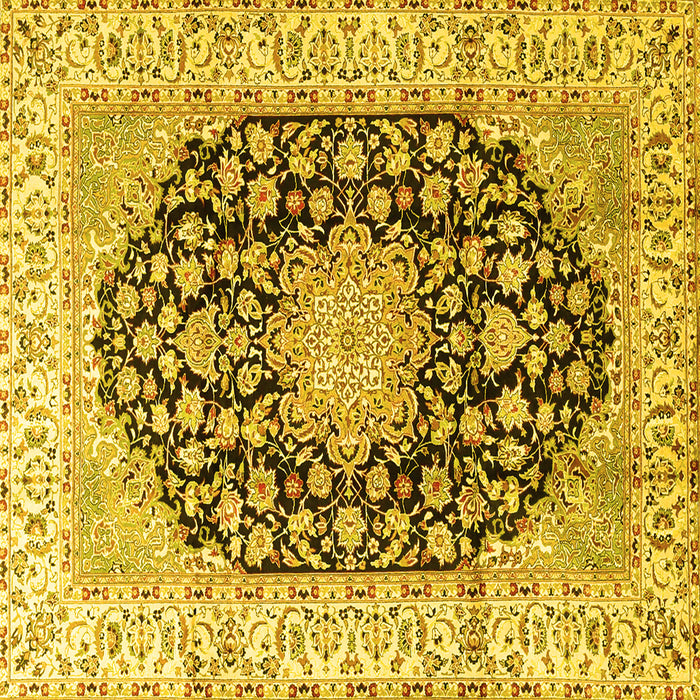 Square Machine Washable Persian Yellow Traditional Rug, wshtr3907yw