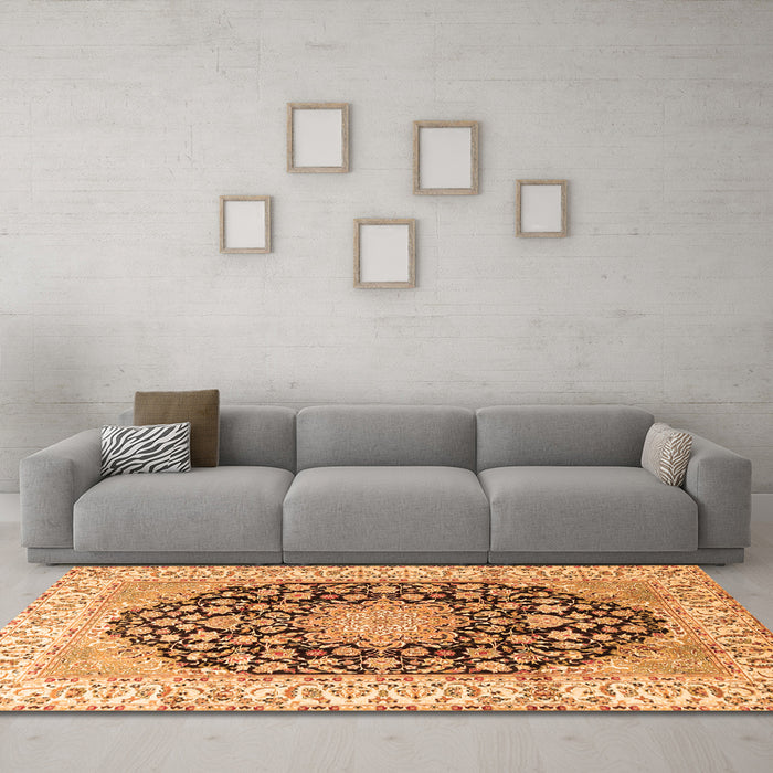 Machine Washable Persian Orange Traditional Area Rugs in a Living Room, wshtr3907org