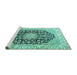 Sideview of Machine Washable Persian Turquoise Traditional Area Rugs, wshtr3907turq