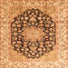 Round Machine Washable Persian Orange Traditional Area Rugs, wshtr3907org