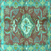 Square Persian Turquoise Traditional Rug, tr3908turq