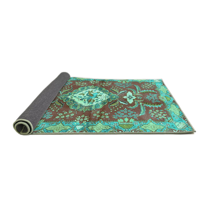 Sideview of Persian Turquoise Traditional Rug, tr3908turq
