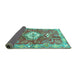 Sideview of Persian Turquoise Traditional Rug, tr3908turq