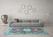 Machine Washable Persian Light Blue Traditional Rug in a Living Room, wshtr3908lblu