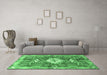 Machine Washable Persian Emerald Green Traditional Area Rugs in a Living Room,, wshtr3908emgrn