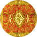 Round Persian Yellow Traditional Rug, tr3908yw