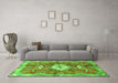 Machine Washable Persian Green Traditional Area Rugs in a Living Room,, wshtr3908grn