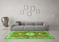 Machine Washable Persian Green Traditional Rug, wshtr3908grn