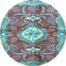 Round Persian Light Blue Traditional Rug, tr3908lblu
