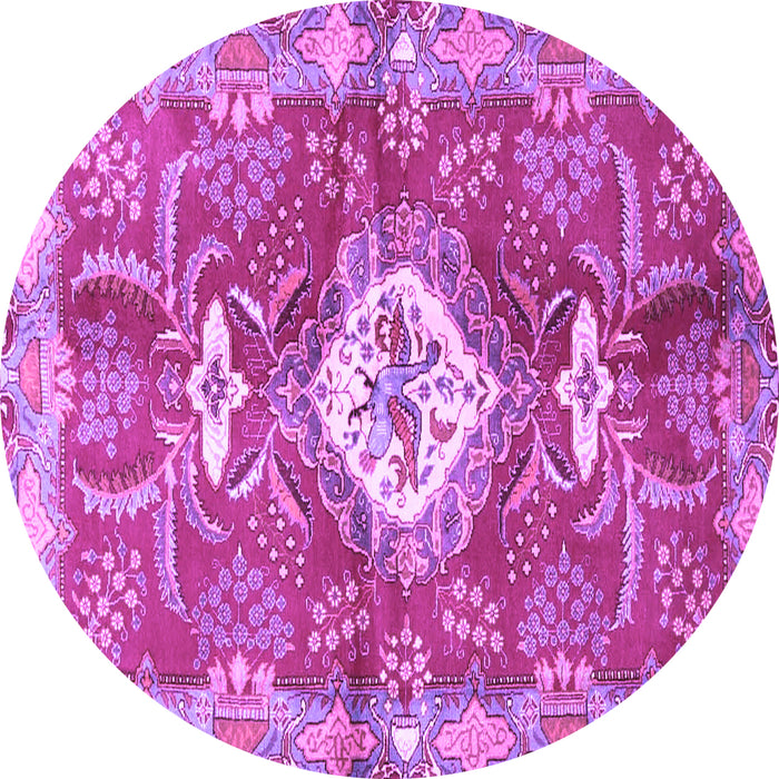 Round Machine Washable Persian Purple Traditional Area Rugs, wshtr3908pur