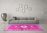 Machine Washable Persian Pink Traditional Rug, wshtr3908pnk