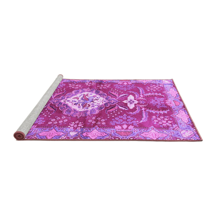 Sideview of Machine Washable Persian Purple Traditional Area Rugs, wshtr3908pur