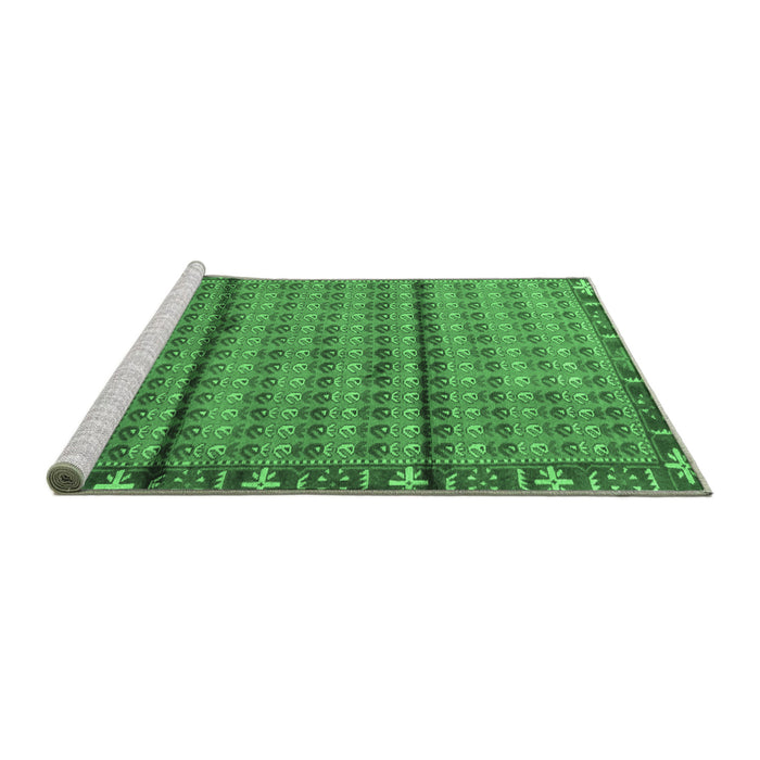 Sideview of Machine Washable Persian Emerald Green Traditional Area Rugs, wshtr3909emgrn