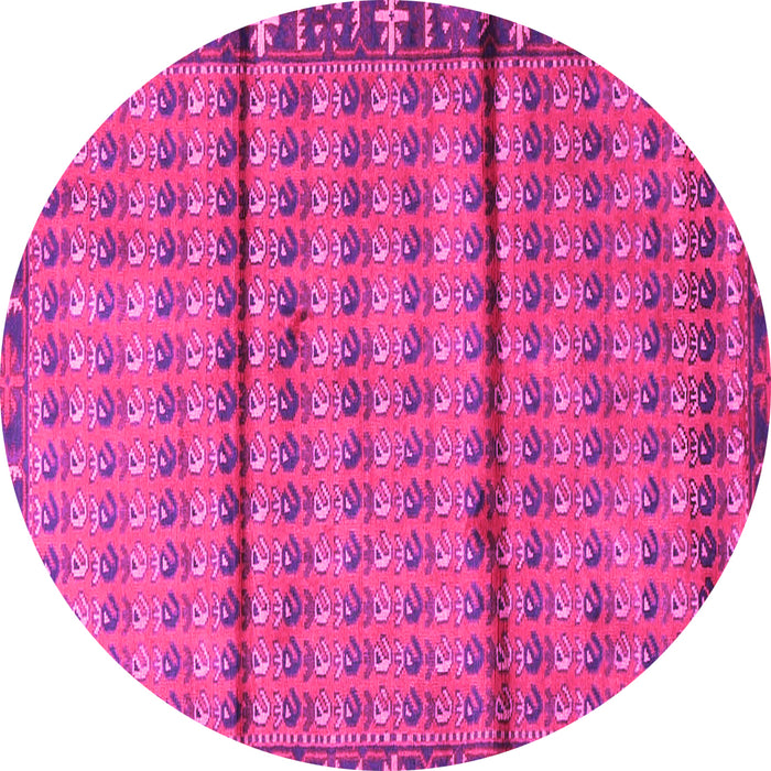 Round Machine Washable Persian Pink Traditional Rug, wshtr3909pnk