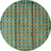 Round Machine Washable Persian Turquoise Traditional Area Rugs, wshtr3909turq