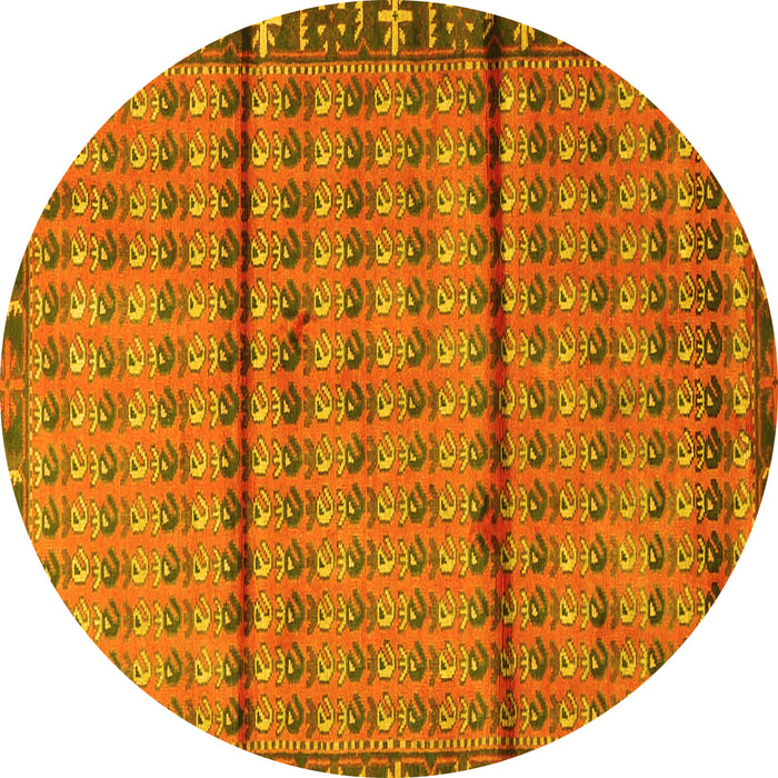 Round Persian Yellow Traditional Rug, tr3909yw