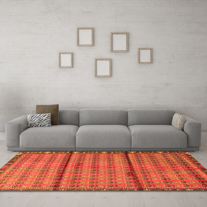 Machine Washable Persian Orange Traditional Area Rugs in a Living Room, wshtr3909org