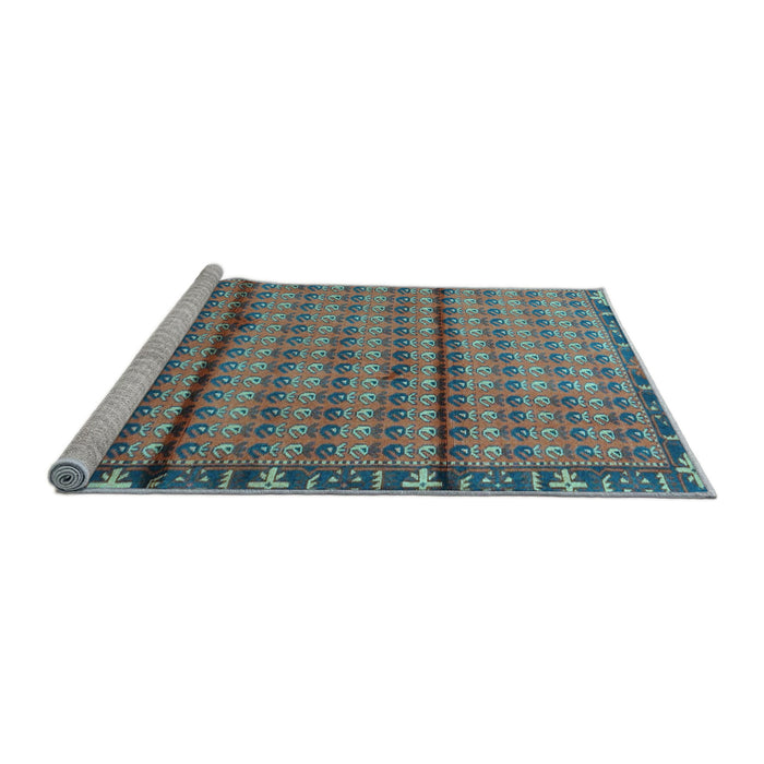Sideview of Machine Washable Persian Light Blue Traditional Rug, wshtr3909lblu