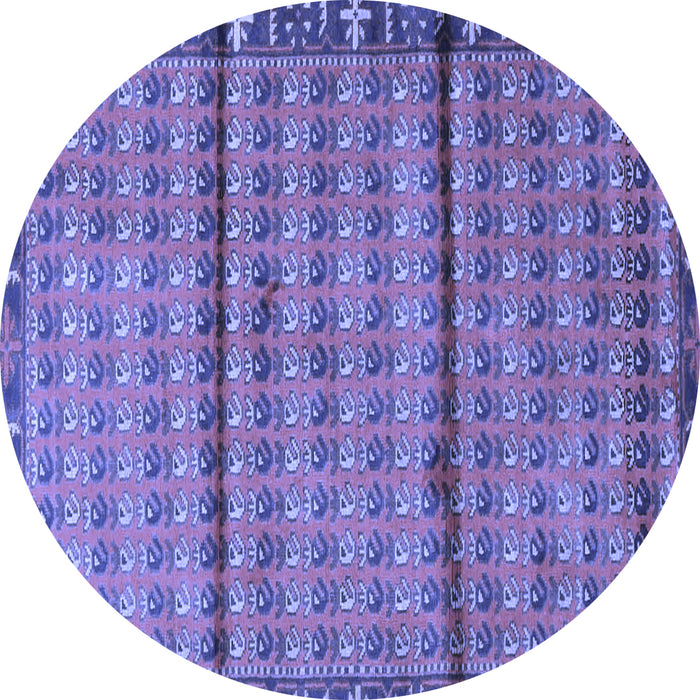 Round Machine Washable Persian Blue Traditional Rug, wshtr3909blu