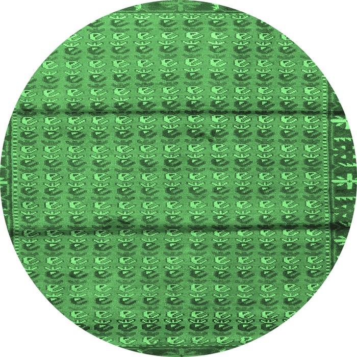 Round Persian Emerald Green Traditional Rug, tr3909emgrn