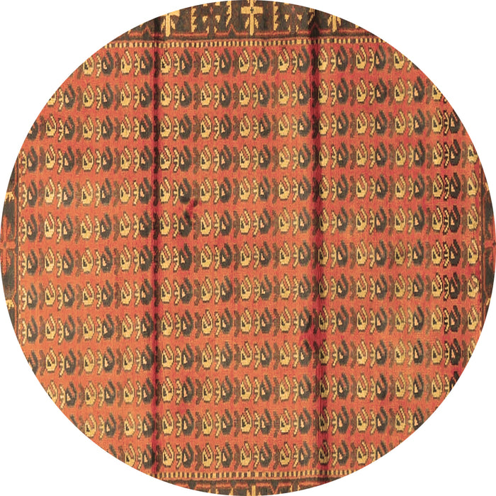 Round Persian Brown Traditional Rug, tr3909brn