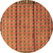 Round Persian Brown Traditional Rug, tr3909brn