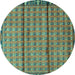 Round Persian Turquoise Traditional Rug, tr3909turq