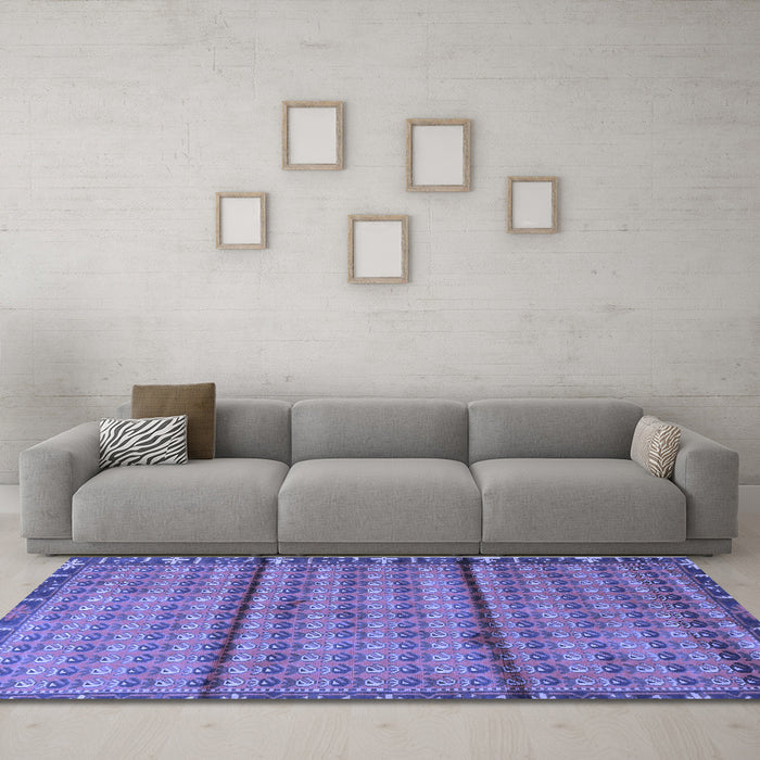 Machine Washable Persian Blue Traditional Rug in a Living Room, wshtr3909blu