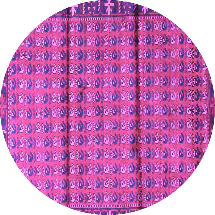 Round Machine Washable Persian Purple Traditional Area Rugs, wshtr3909pur