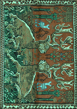 Animal Turquoise Traditional Rug, tr390turq