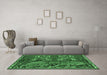 Machine Washable Animal Emerald Green Traditional Area Rugs in a Living Room,, wshtr390emgrn