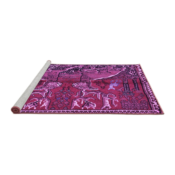 Sideview of Machine Washable Animal Purple Traditional Area Rugs, wshtr390pur