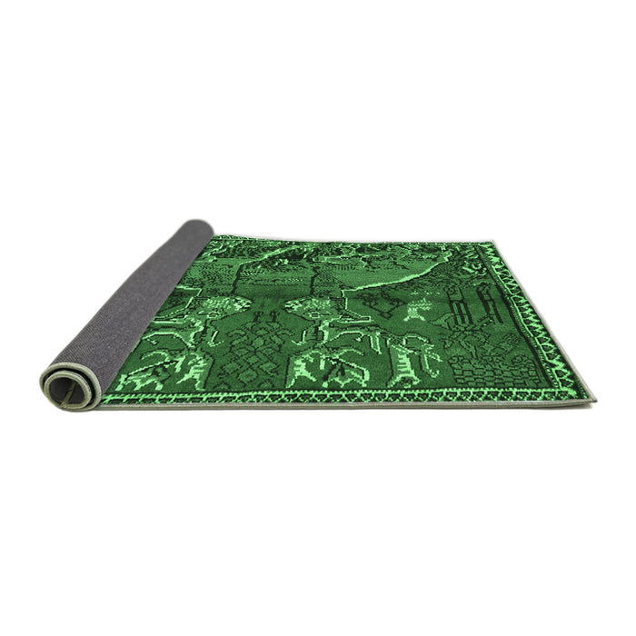 Sideview of Animal Emerald Green Traditional Rug, tr390emgrn