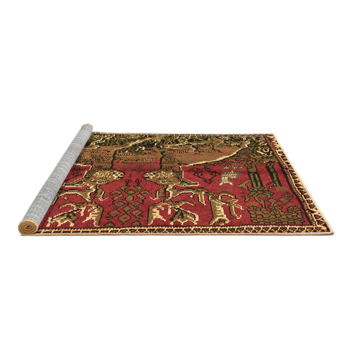 Sideview of Machine Washable Animal Brown Traditional Rug, wshtr390brn