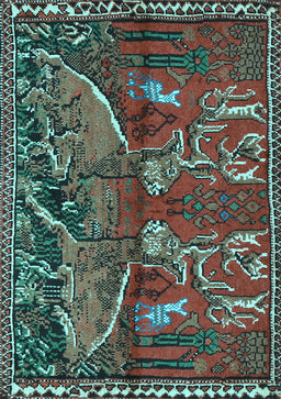 Animal Light Blue Traditional Rug, tr390lblu