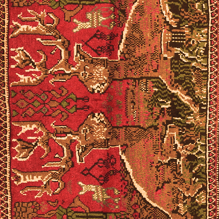 Serging Thickness of Machine Washable Animal Orange Traditional Area Rugs, wshtr390org