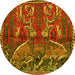 Round Animal Yellow Traditional Rug, tr390yw