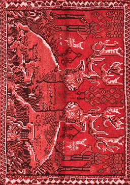Animal Red Traditional Area Rugs