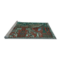 Sideview of Machine Washable Animal Light Blue Traditional Rug, wshtr390lblu