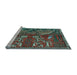 Sideview of Machine Washable Animal Light Blue Traditional Rug, wshtr390lblu