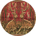 Round Animal Brown Traditional Rug, tr390brn