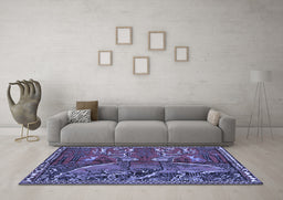 Machine Washable Animal Blue Traditional Rug in a Living Room, wshtr390blu