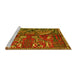 Sideview of Machine Washable Animal Yellow Traditional Rug, wshtr390yw