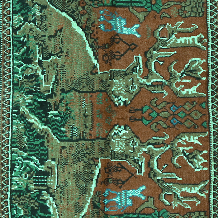 Machine Washable Animal Turquoise Traditional Area Rugs, wshtr390turq