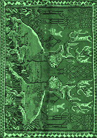 Animal Emerald Green Traditional Rug, tr390emgrn