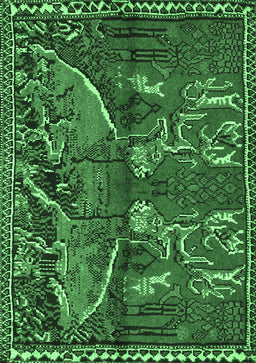 Animal Emerald Green Traditional Rug, tr390emgrn