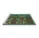 Sideview of Machine Washable Animal Turquoise Traditional Area Rugs, wshtr390turq