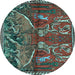 Round Animal Light Blue Traditional Rug, tr390lblu