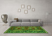 Machine Washable Animal Green Traditional Area Rugs in a Living Room,, wshtr390grn